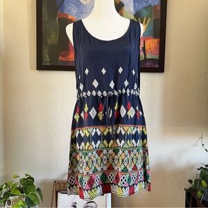 Twelfth Street By Cynthia Vincent 100% Silk Navy Print Dress Size Large NWT